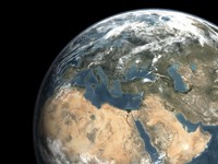 Global view of earth over Europe, Middle East, and Northern Africa Fine Art Print