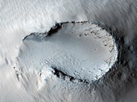 A small Cone on the Side of one of Mars' Giant Shield Volcanoes - various sizes