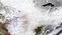 Satellite view of a Massive Winter Storm over the United States Fine Art Print