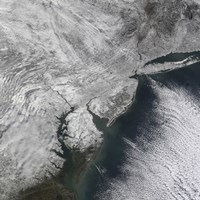 Satellite view of a Nor'easter Snow Storm over the Mid-Atlantic and Northeastern United States Fine Art Print