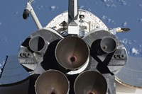 View of the Three Main Engines of Space Shuttle Endeavour's aft Section Fine Art Print