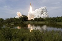 Space Shuttle Ascending from the Space Center Fine Art Print
