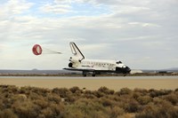 Space Shuttle Discovery Deploys its Drag Chute as the Vehicle comes to a Stop Fine Art Print
