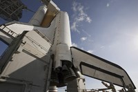 Space Shuttle Endeavour on the Launch pad at Kennedy Space Center, Florida Fine Art Print