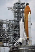 Space Shuttle Endeavour on the Launch pad at Kennedy Space Center Fine Art Print