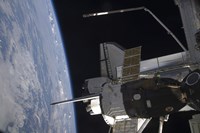 Space Shuttle Discovery Backdropped by Earth's Horizon Fine Art Print