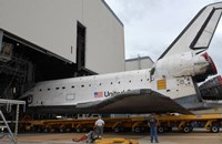 Space Shuttle Atlantis Rolls out of Orbiter Processing Facility 1 at Kennedy Space Center Fine Art Print