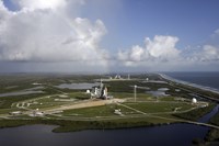 Space Shuttle Atlantis and Endeavour Sit on their Launch Pads at Kennedy Space Center Fine Art Print