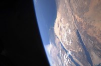 High Oblique Scene looking toward the Sinai Peninsula and the Mediterranean Sea Fine Art Print