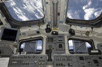 A view from Inside the Flight Deck of Space Shuttle Atlantis Fine Art Print