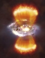 Artist Concept of a Galaxy inside of a Glowing Hydrogen Blob Fine Art Print