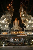 Space Shuttle Endeavour Inside the Vehicle Assembly Building at Kennedy Space Center Fine Art Print