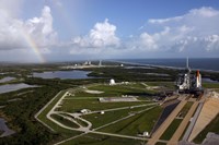 Space shuttle Atlantis and Endeavour on the Lanch Pads at Kennedy Space Center in Florida Fine Art Print