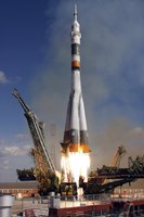 The Soyuz TMA-13 Spacecraft Launches from the Baikonur Cosmodrome in Kazakhstan Fine Art Print