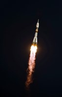 The Soyuz TMA-13 spacecraft in Flight after Takeoff Fine Art Print