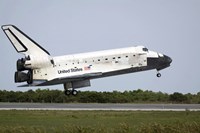 Space Shuttle Discovery Approaches Landing on the Runway at the Kennedy Space Center Fine Art Print