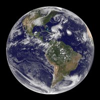 View of the Full Earth and Four Storm Systems Fine Art Print