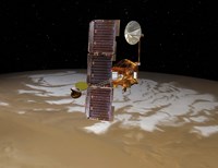 Mars Odyssey Spacecraft Passes Above Mars' South Pole Fine Art Print
