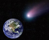 Digital Composite of a Comet Heading Towards Earth Fine Art Print