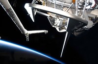 Components of Space Shuttle Discovery Backdropped by Earth's Horizon Fine Art Print