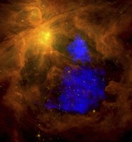 The Orion Nebula in the Infrared Overlaid with XMM-Newton X-Ray Data in Blue Fine Art Print