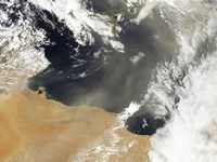 Dust plumes Blowing off the North African Coast Fine Art Print