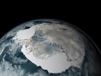 The Frozen Continent of Antarctica and its Surrounding Sea Ice Fine Art Print