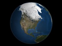 A Global view over North America with Arctic Sea Ice Fine Art Print