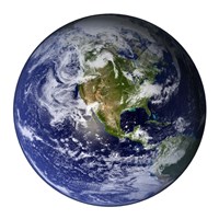 Full Earth Showing North America (white background) Fine Art Print