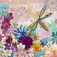 Aqua Brown Background Floral II by Megan Duncanson - various sizes