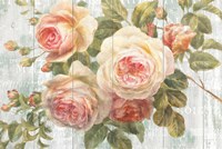 Vintage Roses on Driftwood Fine Art Print