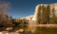 El Capitan towers over Merced River, Yosemite, California Fine Art Print