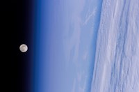 A Full Moon is Visible in this view Above Earth's Horizon and Airglow Fine Art Print