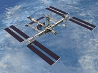 Computer Generated view of the International Space Station against the Blue Sky Fine Art Print