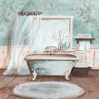 Aqua Blossom Bath II Fine Art Print