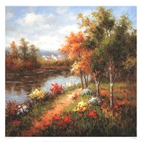 Poppies and Stream Fine Art Print