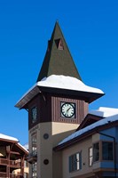British Columbia, Sun Peaks Resort, clock tower Fine Art Print