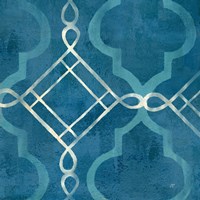 Abstract Waves Blue/Gray Tiles I Framed Print