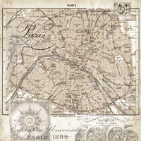 Euro Map I - Paris Fine Art Print
