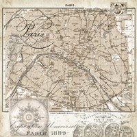 Euro Map I - Paris Framed Print