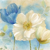 Watercolor Poppies II (Blue/White) by Cynthia Coulter - various sizes
