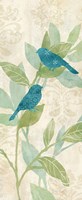 Love Bird Patterns Turquoise Panel I Framed Print