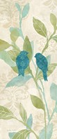 Love Bird Patterns Turquoise Panel II Fine Art Print