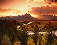 Teton Range at Sunset, Grand Teton National Park, Wyoming Framed Print