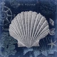 Seaside Postcard Navy I Framed Print