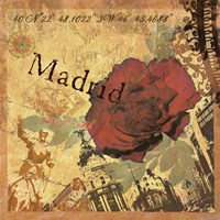 Latitude and Longitude Travel to Madrid Fine Art Print