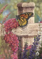 Butterfly and Fence Cross Fine Art Print