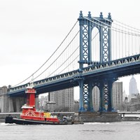 Manhattan Bridge with Tug Boat Fine Art Print