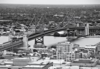 The Benjamin Franklin Bridge (aerial) (b/w) Fine Art Print