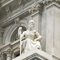 City Hall Sculpture (woman) Fine Art Print